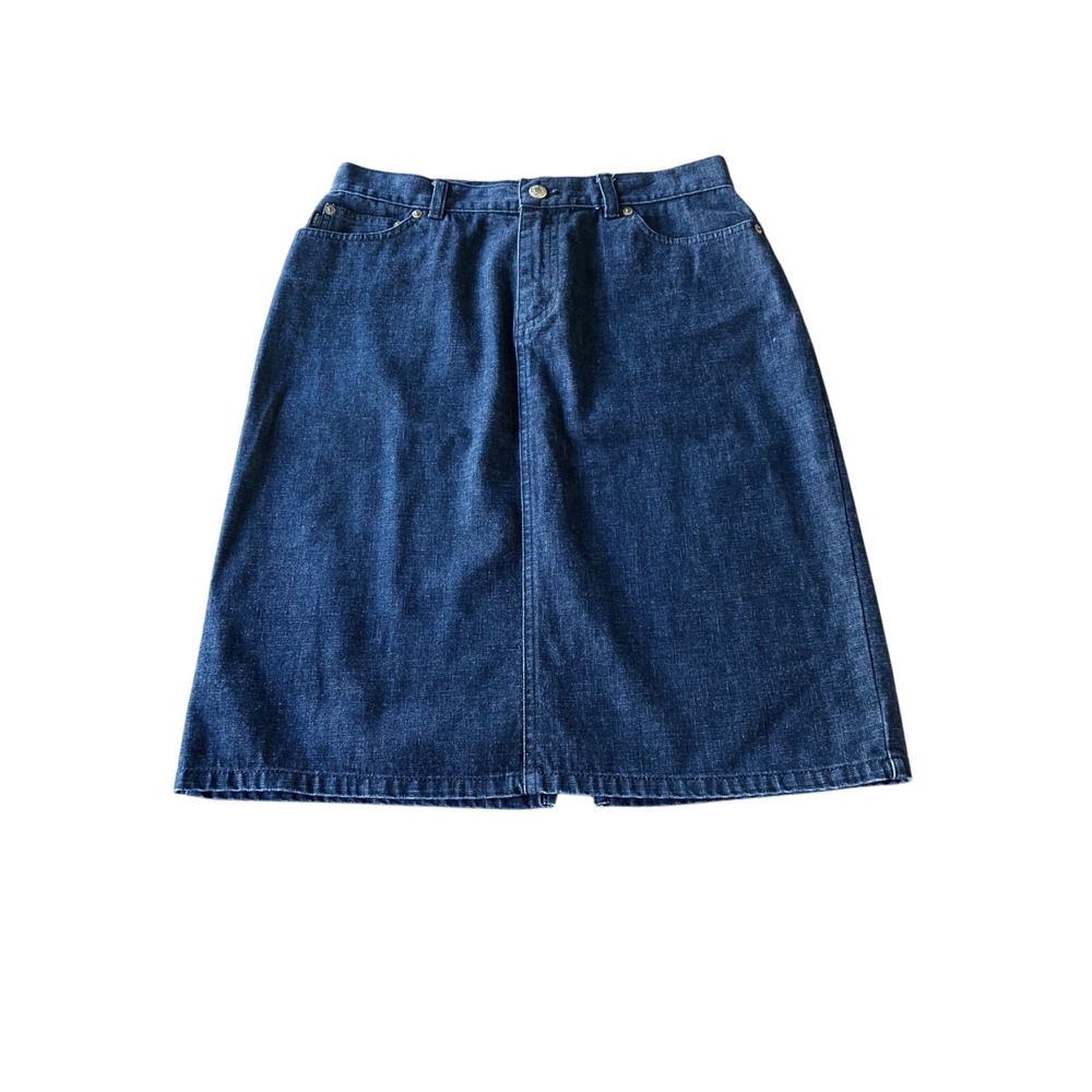 Lauren Jeans Co. Ralph Lauren Vintage Dark Denim Knee Length Skirt Size 8 Preppy - Picture 1 of 5
